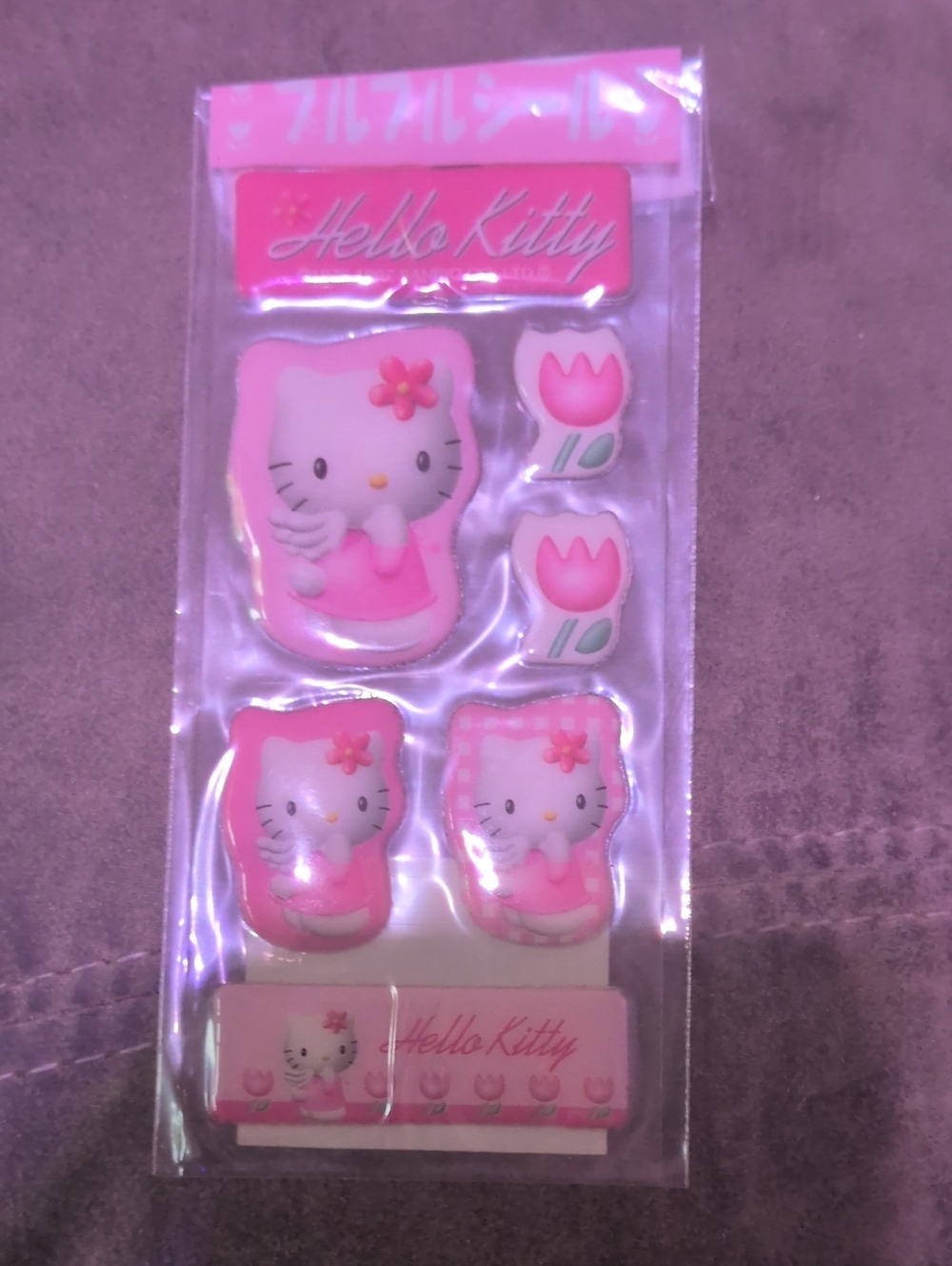 Hello Kitty Pink Floral Puffy Sticker Set